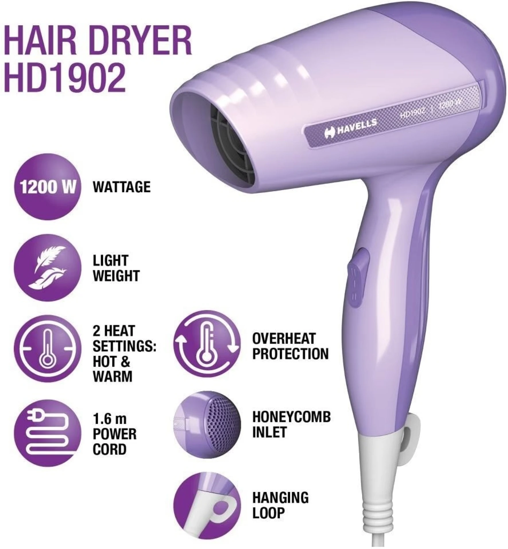 Havells Hair Dryer Hd1902 1200W