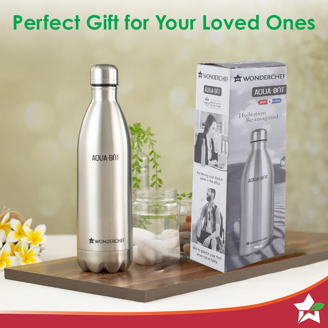 Wonderchef AquaBot 500ml hotcold flask bottle