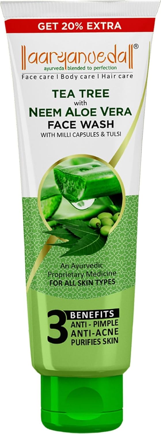 Aaryanveda Tea Tree Facewash With Neem Tulsi Aloevera 120Ml