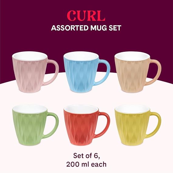 Colour Mugs Assorted Colours Blue Yellow Green Pink